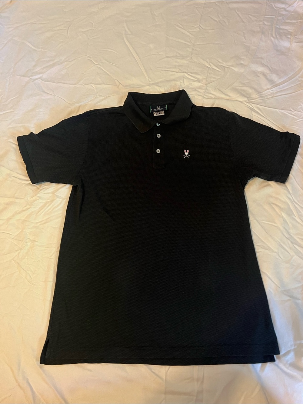 Psycho Bunny Black Short-Sleeve Polo with Logo SIZE 6 (Look at measurements)